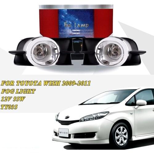 JanDeNing1 Pair Car Front Bumper Fog Light Lamp assembly kit For Toyota Wish 2009-2011