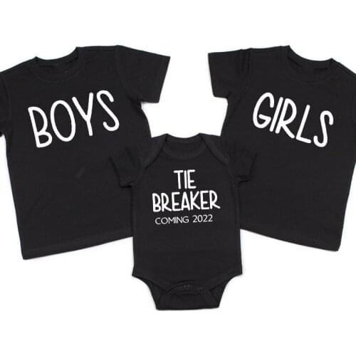 Tie Breaker Pregnancy Reveal t-shirt Big Brother Sister sibling Shirt Third Pregnancy Announcement family matching outfits