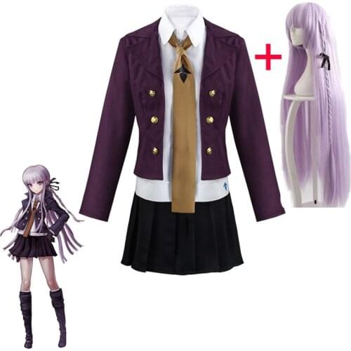 Anime Danganronpa Kirigiri Kyouko Full Cosplay Costume Includes Purple Wig