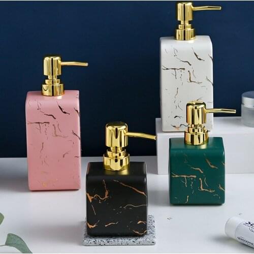 Creative marble pattern square ceramic lotion bottle household bathroom shower gel shampoo hand soap facial cleanser bottle