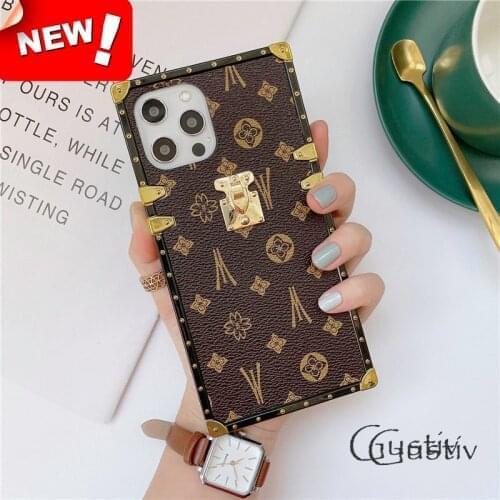Square Leather Phone Case For Samsung S20FE S30 S21 Ultra A32 A21S S10lite Luxury Geometric cover For Samsung A91 S8 Plus