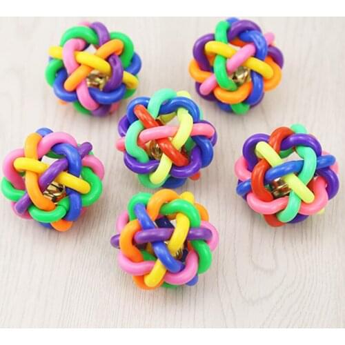 Hot Sale Pet Toy Colorful Natural Rubber Safe Teddy Squeak Toy Trainning Bell Toy Flexible Cat Puppy Toy