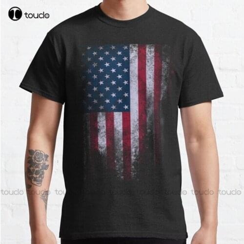 New Usa America Flag Classic T-Shirt Cotton Tee Shirt custom shirt Unisex