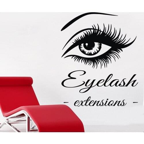 Eyelashes Wall sticker Lash Decal removeable vinyl Eyebrows art stickers Beauty Salon Customized DIY Lashes Decals mural G869