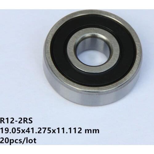 20pcs/lot R12-2RS R12RS R12 2RS 3/4"x 1-5/8"x 7/16" inch rubber sealed bearing Deep Groove Ball bearing 19.05x41.275x11.112 mm