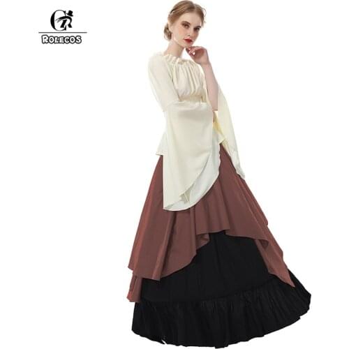 ROLECOS Renaissance Medieval Dresses Gothic Women Costumes Halloween Party Masquerade Costumes Long Dress for Party Weeding