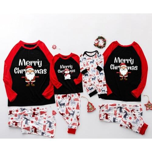 Family Matching Clothing Sets Christmas Pajamas 2021 Fashion Santa Stitching Adult Childrens Set Baby Jumpsuit Family Sets