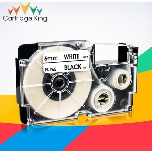 Compatible for Casio XR-6WE Cassette Labeling Tape Black on White 6mm*8m Replace Casio KL-60 KL-120 KL-HD1 KL-P350W Label Maker