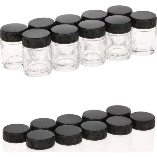 10PCS Airbrush Glass & PP Bottles 3/4oz 22cc Air Brush Bottle Jars with Plastic Lid Using on Spray Gun