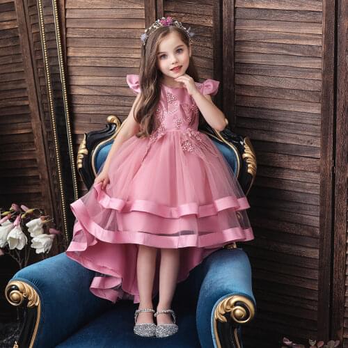 Girls Dresses for Christmas Children Clothes Costume Sisters Long Princess Dress for Wedding Kids Fairy Applique Flowers Dresses