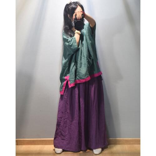 Women Spring Autumn Solid Color Elastic Waist Linen Skirts Ladies Loose Flax Skirt Female 2020 Plus Size Skirt