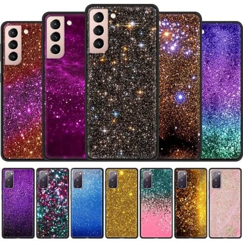 Gold Pink Glitter Print Cell Phone Case for Samsung Galaxy Note 20 Ultra 10 Lite 5G 9 8 S21 Plus TPU Black Cover Shell Coque