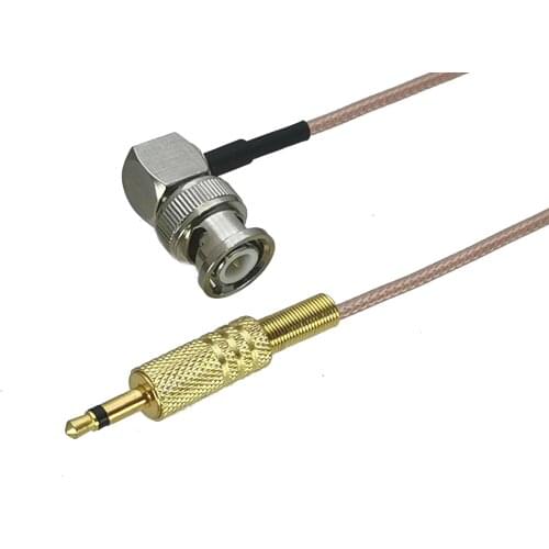 1Pcs RG316 BNC Male plug Right angle to 3.5mm 1/8" Mono Male plug Connector RF Coaxial Jumper Pigtail Cable 4inch~10M