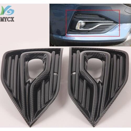 2pcs Car Exterior Accessories Carbon Fiber Fog Light Cover Trim For Ford Escape/Kuga 2020 2021 Wildtrak