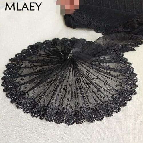 Free shipping 2yards/lot 19cm wide Embroidered Tulle Lace trim mesh lace trim~Black+Silver~beautiful