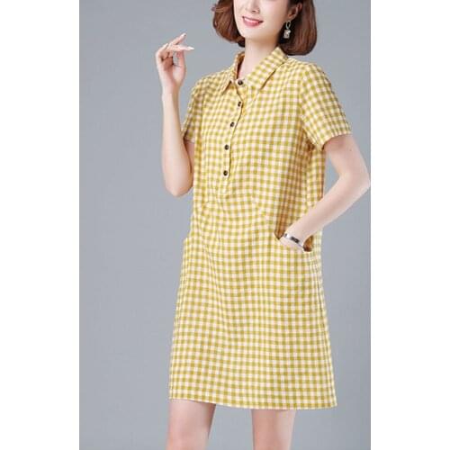 2021 New Summer Women Korean Japan Preppy Style Clothes Ladies Party Holiday Casual Vintage Dress Cotton Plaid Dresses B224