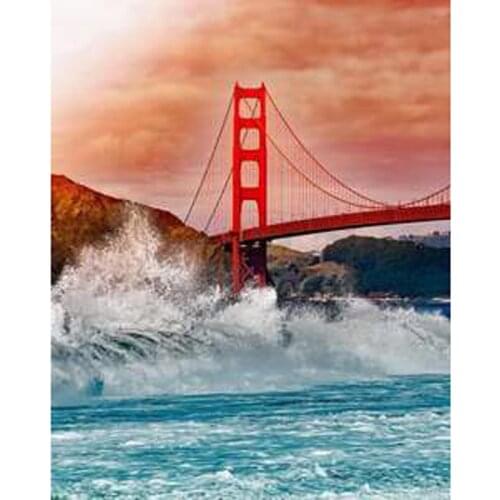 5d Scenery Diamond Painting Kits Red Bridge Picture Diamond Embroidery Diy Diamond Paint Mosaic Gift