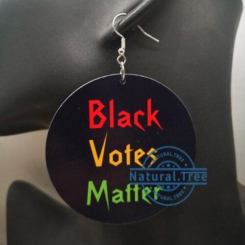Free Shipping!!Black Votes Matter Wooden Earrings