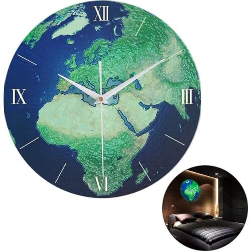Mute Glowing Earth Clock Hanging on the Wall Luminous Stickers Suitable for Kids Bedroom Planets Glow Get Accurate Time