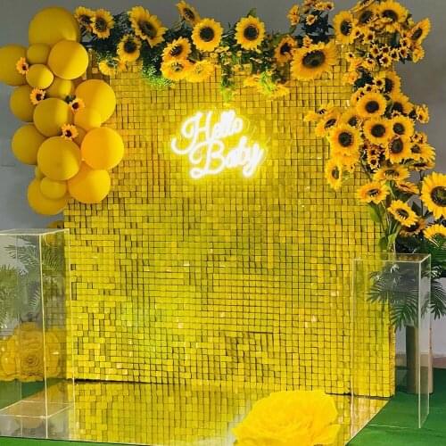 Sequin Shimmer Wall Backdrop Panel Decorations Wedding Anniversary Birthday Engagement Bachelorette Gold Yellow Best Party Decor