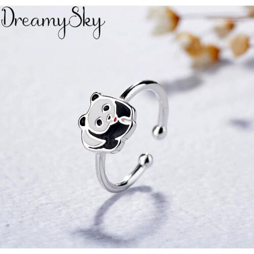 Bohemian Fashion Silver Color Panda Rings For Women Girls Big Finger Ring Bridal Jewelry joyas de plata