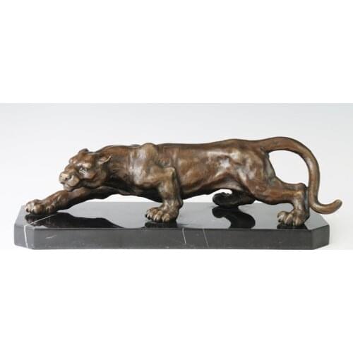 Bronze Cheetah Leopard Statue Wildlife Animal Sculpture Art Gorgeous Business Gift Office Desk Decoration