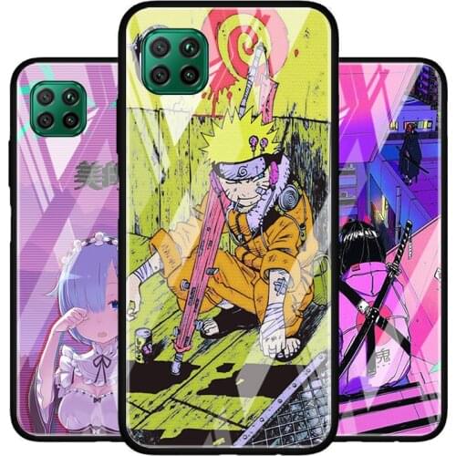 Vaporwave Anime Aesthetics Tempered Glass Cover For Huawei P40 P30 P20 P10 P Smart Z Pro Plus Lite 2020 2021 Phone Case