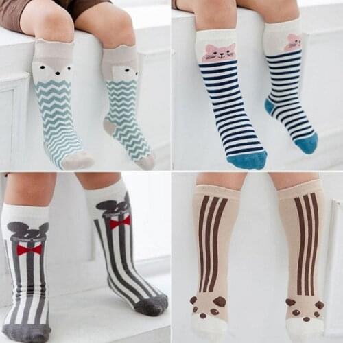 Baby girls boys Knee high Socks for Girls Solid Striped Baby Girl Knee High Socks Winter boys Cotton Socks for Child 0-3Y