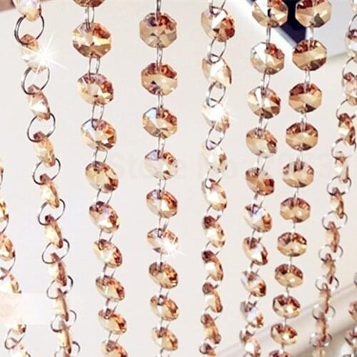 33FT Top Quality Garland champagne 14MM K9 Crystal Octagonal Beads Strands Wedding Decoration,Party Decoration,Free Shipping