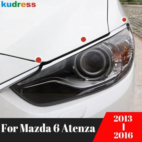 For Mazda 6 Mazda 6 M6 Atenza sedan 2013 2014 2015 ABS Chrome Front Headlight Trims bezel brow lamp eyebrow covers