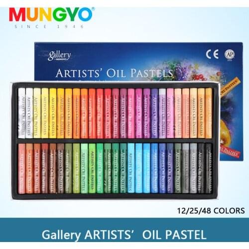 MUNGYO MOPS Oil pastels 12/25/48 Colors Round Shape Oil Pastel for Artist Student Graffiti Painting Drawing Pen Soft Crayon