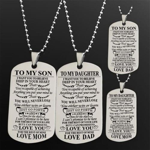 Fashion Unisex Stainless Steel To My Son Daughter Letters necklace Bead Chain Necklaces jewelry