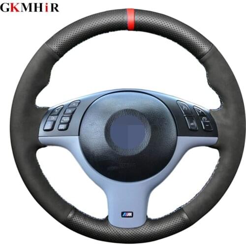 Genuine Leather Suede Leather Hand-Stitched Car Steering Wheel Cover for BMW E46 E39 330i 540i 525i 530i 330Ci M3 2001 2002 2003
