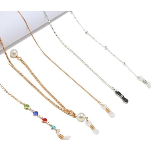 2020 new jewelry glasses hanging rope simple atmosphere pearl glasses chain anti slip color hanging neck glasses chain