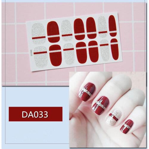 New French Nail Wraps 14 Tips Nail Art Stickers Stripes Designs Waterproof Nail Polish Full Cover Manicure Patch Makeup Tools