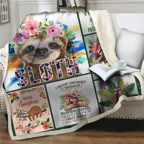 Cartoon animal cute sloth printed Blanket Sherpa Fleece easy wash Blanket Bedding throw blanket on Bed quilt cover Home Textiles