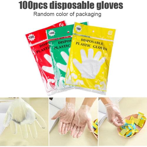 100PCS Disposable Plastic Vinyl Clear Medium Gloves Allergy Latex And Powder Free Great For Home Kitchen Free Kitchen Disposab
