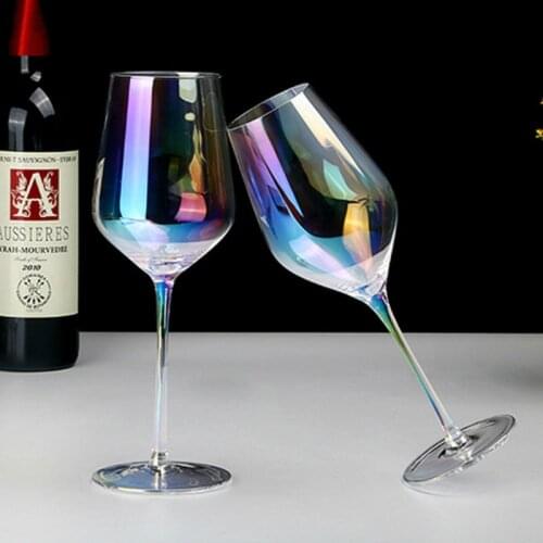Rainbow Plating Goblet Wine Glass Crystal Cocktail Glasses Champagne Flute Brandy Glass Drinking Cup Stemless Egg Party Sup