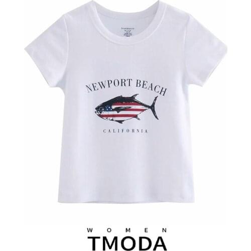 TMODA1579 2021 Womens Summer Cropped T Shirt Cute Casual Short Tops Tees Short Sleeve Female Elasticity Ladies Basic T-shirt