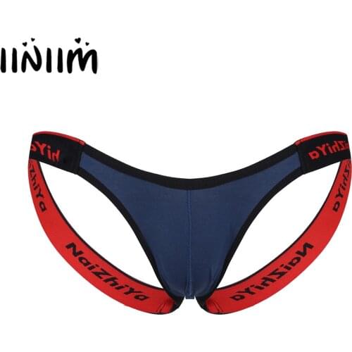 Men Sexy Exotic Panties Elastic Waistband Bulge Pouch Briefs Training Jockstrap Open Butt G-string Thong Underwear Underpants
