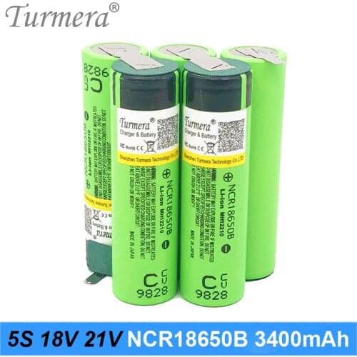 Turmera battery 5s 18v 21v ncr18650b 3400mah 18v 21v welding solder battery for vacuum cleaner screwdriver battery customized