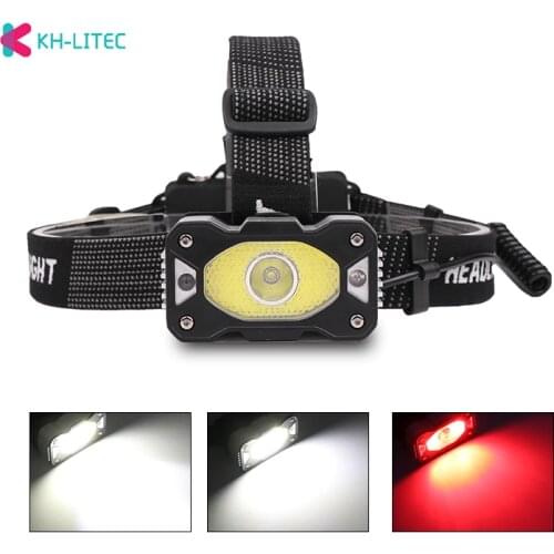 USB Rechargeable LED Headlamp with Gesture Sensor XPG + COB Headlight Powerful 5 Modes 2*18650 Fishing camping hunting lantern