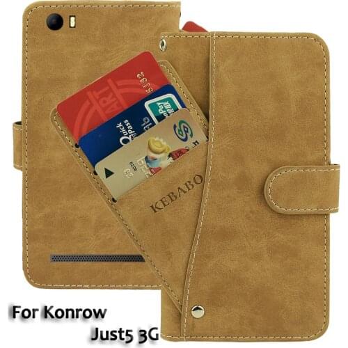 Vintage Leather Wallet Konrow Just5 3G 5" Case Flip Luxury Card Slots Cover Magnet Stand Phone Protective Bags