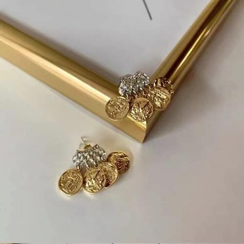 Vintage All-match Stud Earring New Greek Portrait Pattern Earrings Metal Coin Earrings For Women Party Jewelry Gift