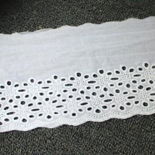 YACKALASI 100% Swiss Cotton Voile Eyelet Embroidered Lace Ribbon Swiss Cotton Voile Sewing Apparel Trims Appliqued White 12CM