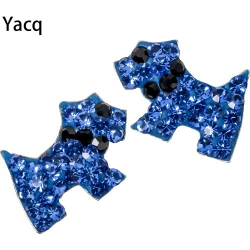 925 Sterling Silver Dog Stud Earrings Dachshund Puppy Crystal Jewelry Animal Charm Gifts Women Girls Mom Dropshipping YCE141
