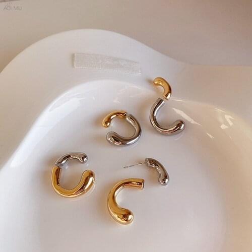 AOMU French Retro Baroque Creative Hit Color Mininalist Small Stud Earrings For Women Girls Party Jewelry Accessories