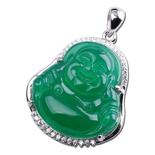 2019 Green Jade Elegant Pendant For Lady Authentic 925 Sterling Silver Handmade Gemstone Pendant Anniversary Gift Jewels