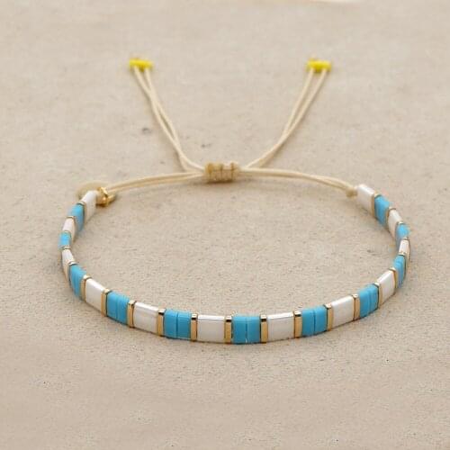 Summer Beach Wind Tila Rice Beads Couple Bracelet Women European and American Fashion Bohemian Hand-woven Jewelry