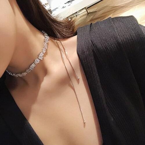 Womens necklace flash fashion micro set zircon clavicle neck chain temperament feminine versatile Necklace